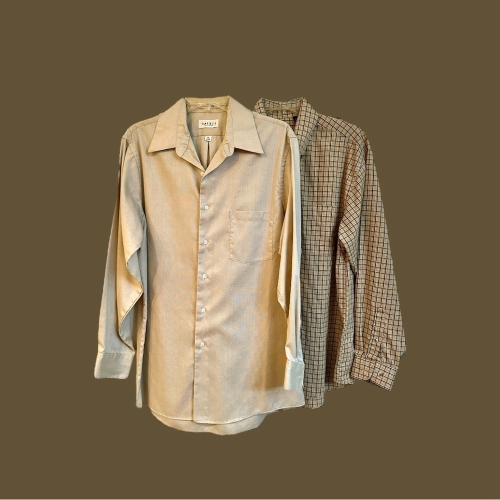 VAN HEUSEN, MENS LONG SLEEVE, SHIRTS. SIZE 15 1/2. SET/2